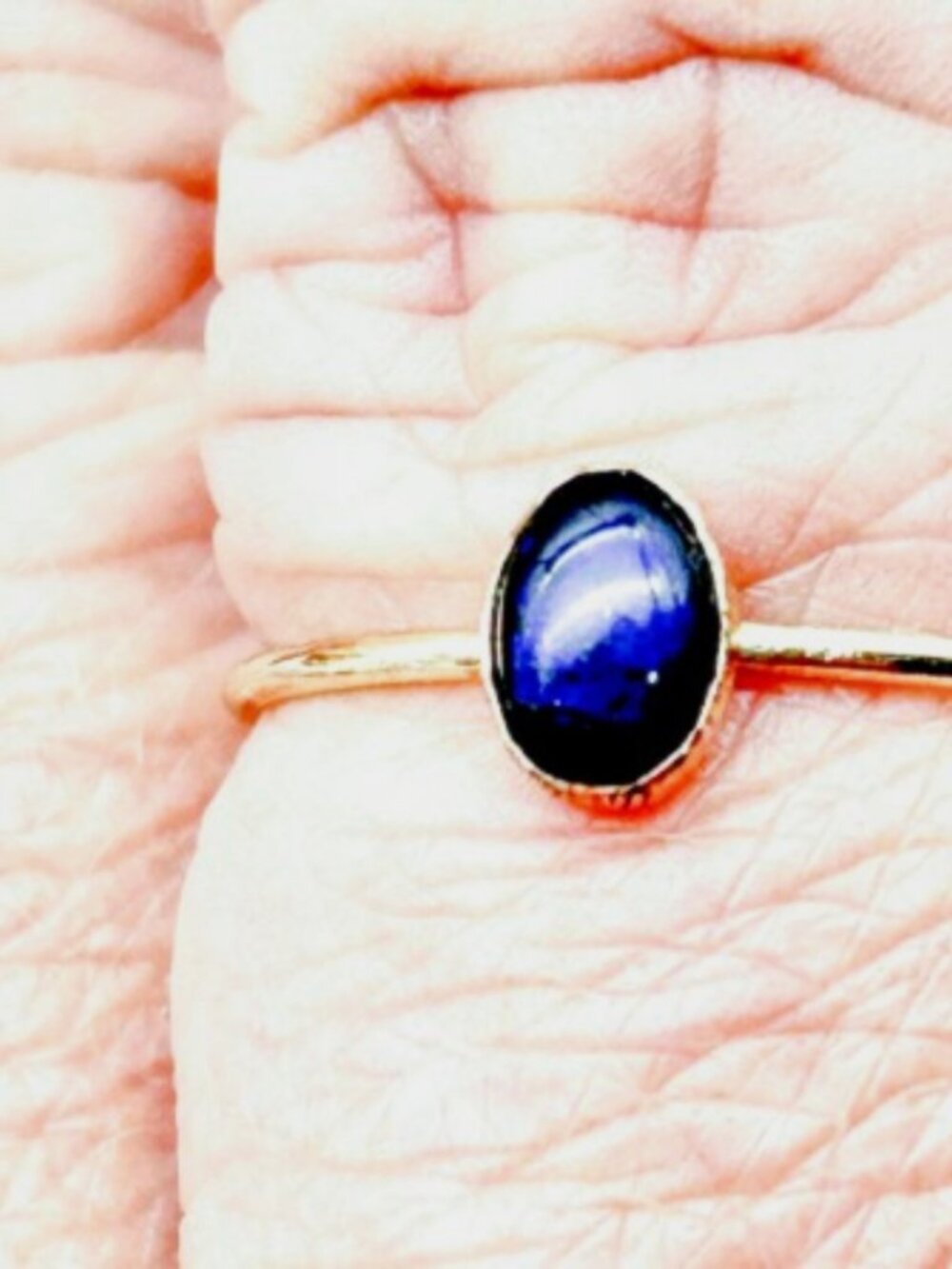Rare Handmade Blue Ammolite Gemstone Ring in 14k Gold Fill, Fossil Ring - Picture 11 of 12